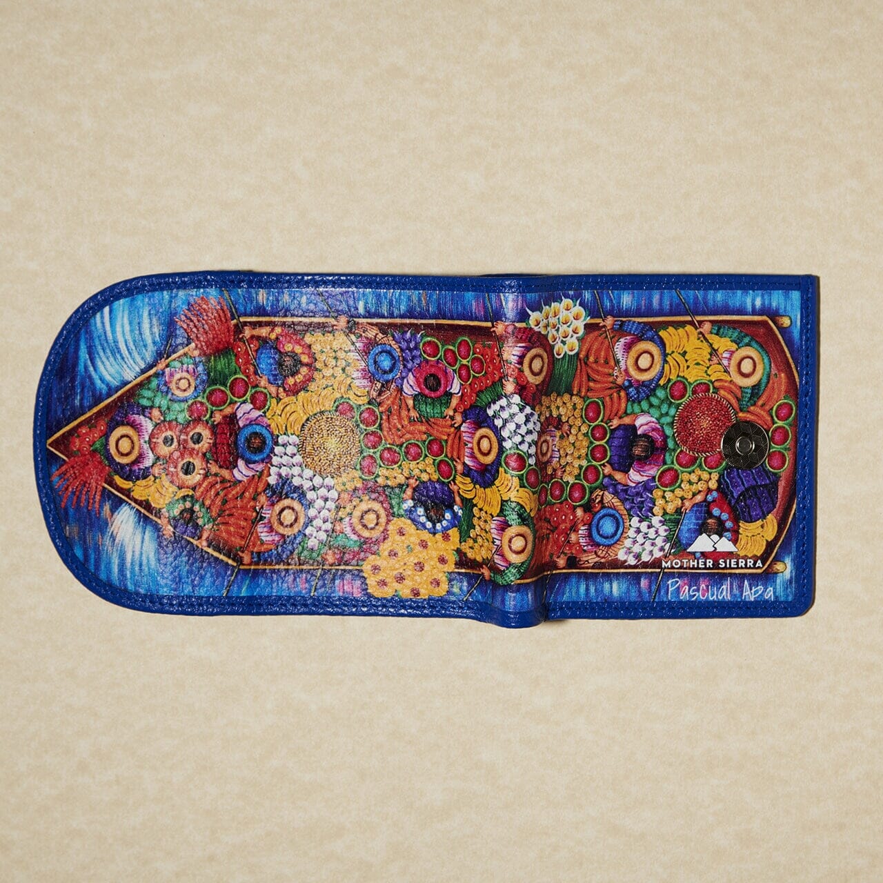 Berry Basket Leather Art Wallet painting mural print blue fruits ferry water tropical native american unisex acecssories Mother Sierra