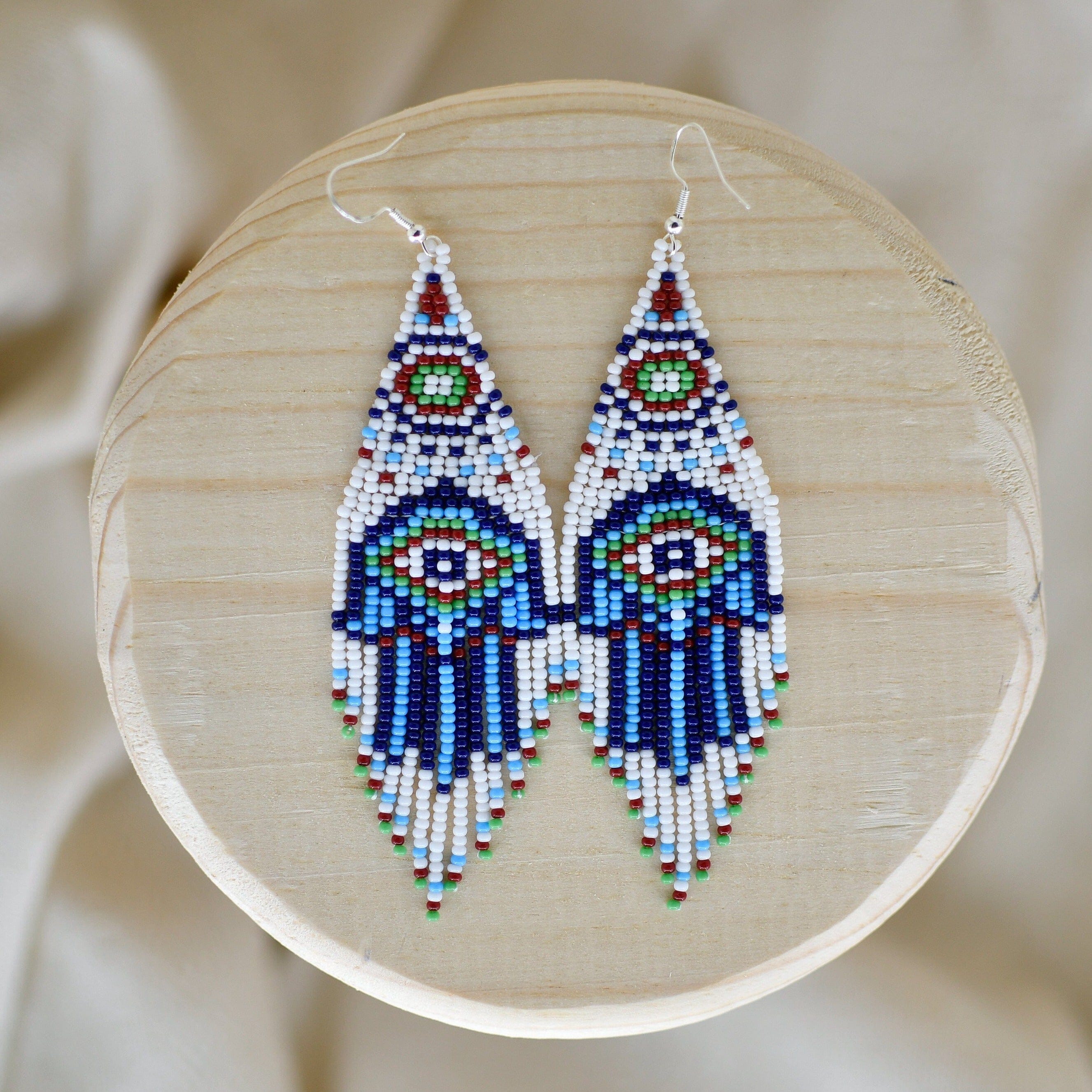 Fine delicate beaded Blue Hamsa Earrings Mother Sierra