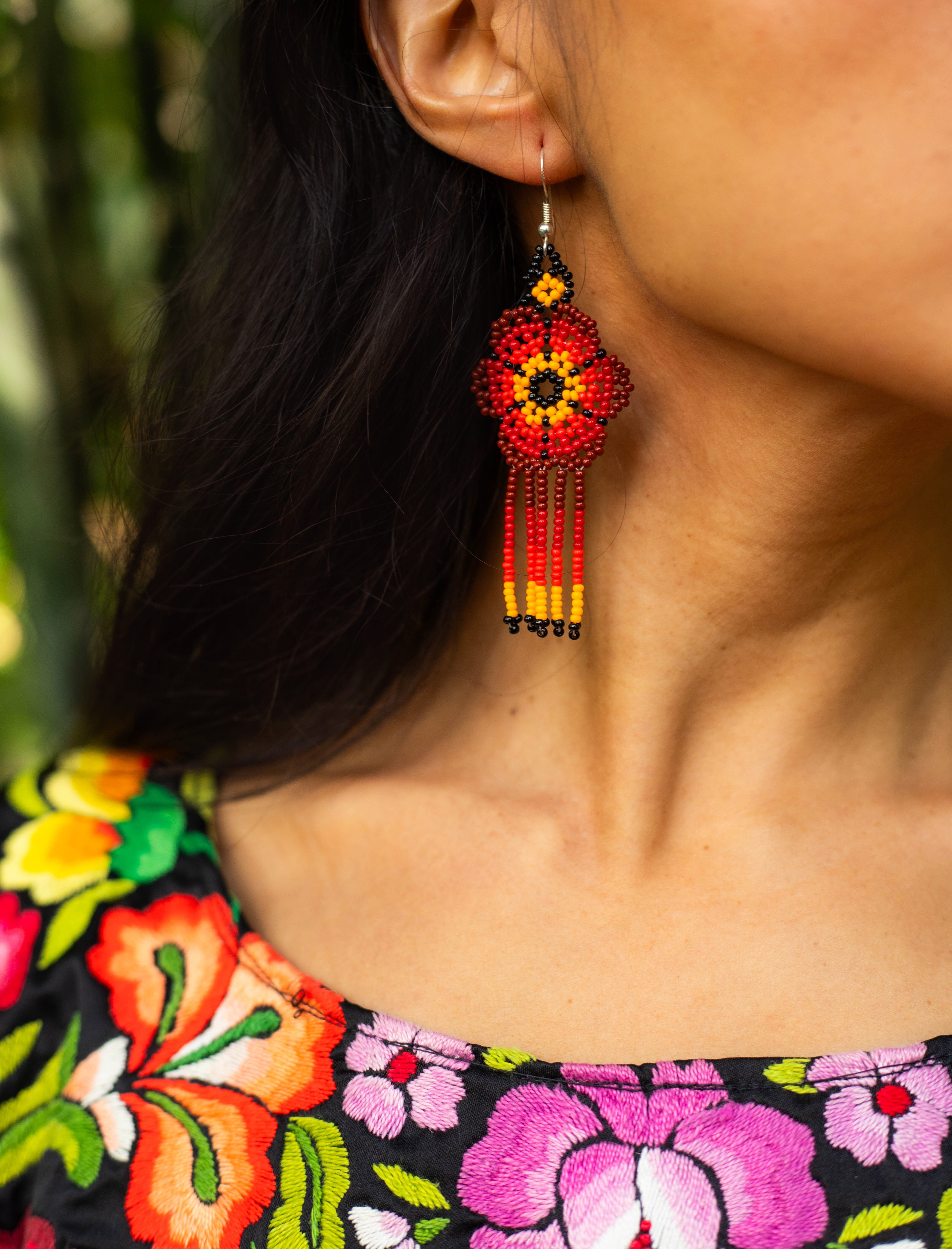 Exquisite beaded earring details - Dahlia Earrings Mother Sierra