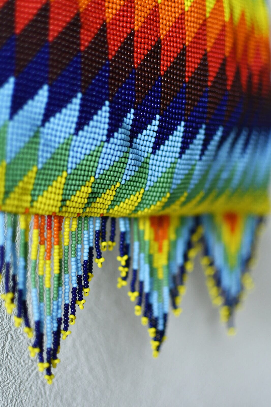 Fine delicately adorned forbidden rainbow abstract beaded purse bag fringe