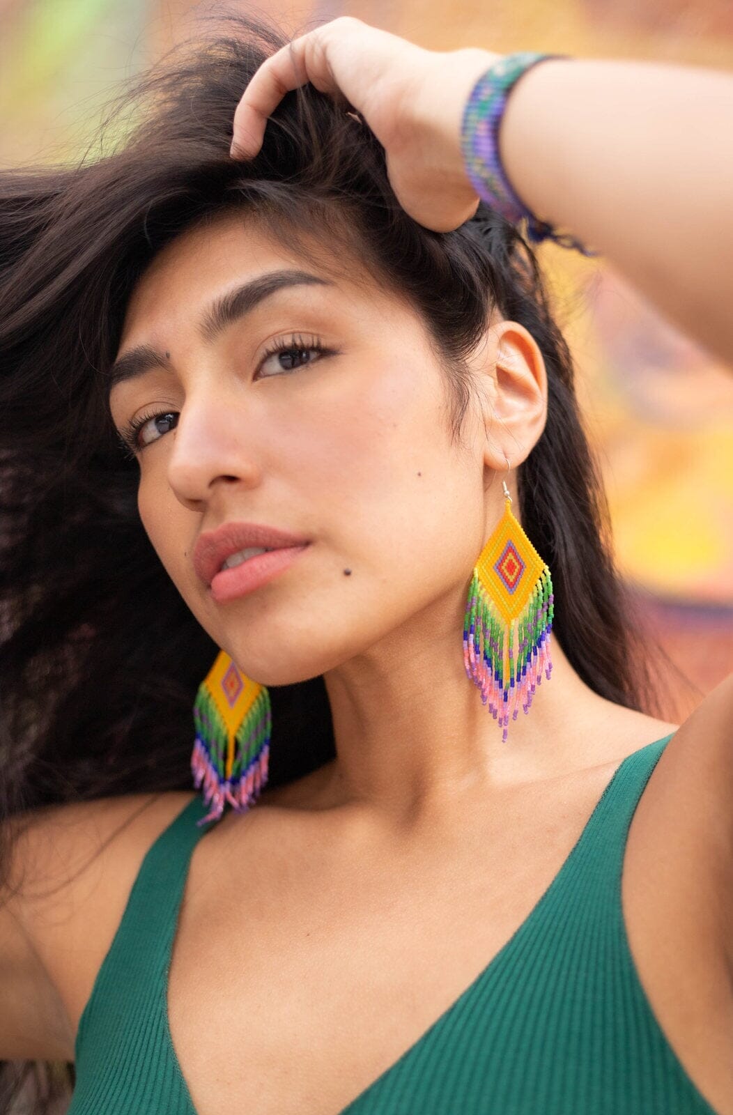 Unique beaded earring design - Guacamaya Earrings Mother Sierra
