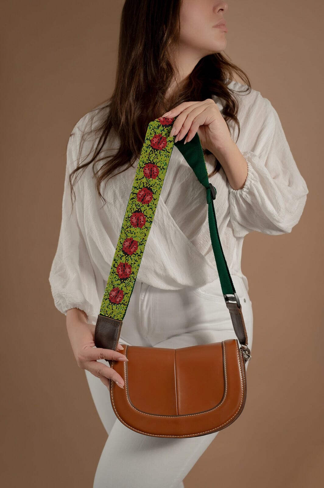 lady apple Camera & Purse Strap beaded mexican accessories red green lady bug ladybug guatemala native american statement piece Mother Sierra