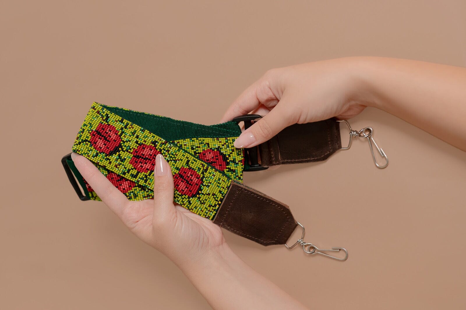 lady apple Camera & Purse Strap beaded mexican accessories red green lady bug ladybug guatemala native american statement piece Mother Sierra