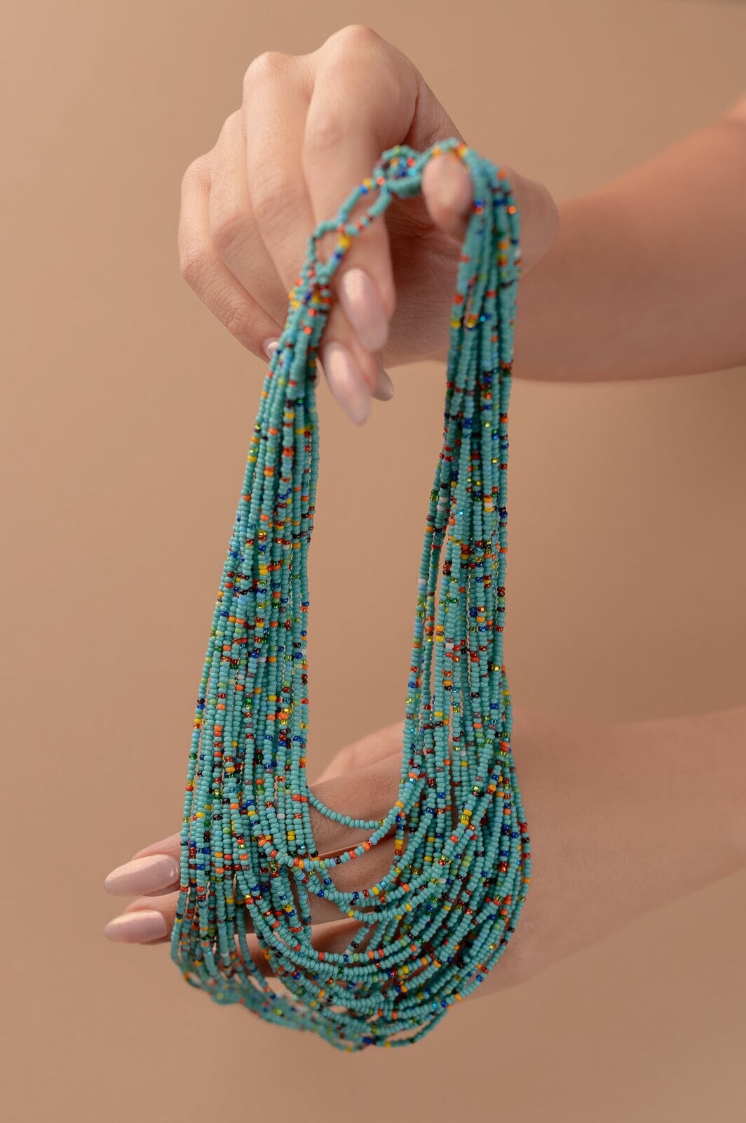 Colorful mari gras handmade beaded Necklace multi-strand
