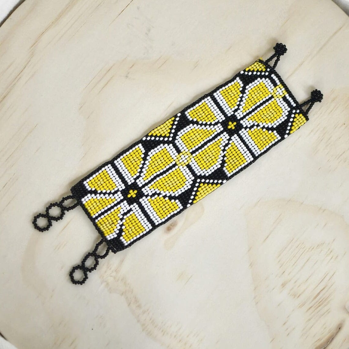 Stylish handcrafted beadwork Marigold bracelet Mother Sierra