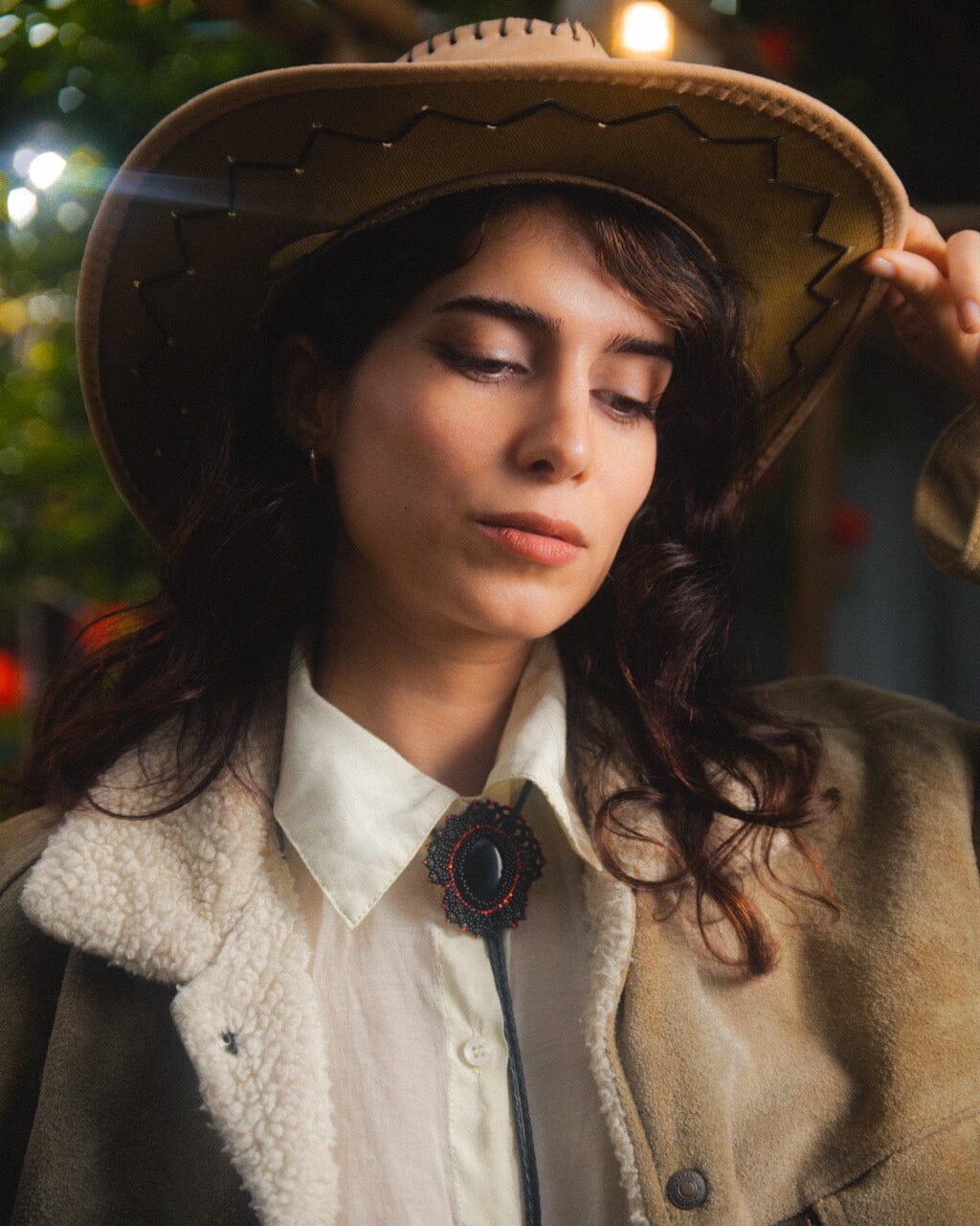 Handmade Black Rose Bolo Tie Necklace Beaded
