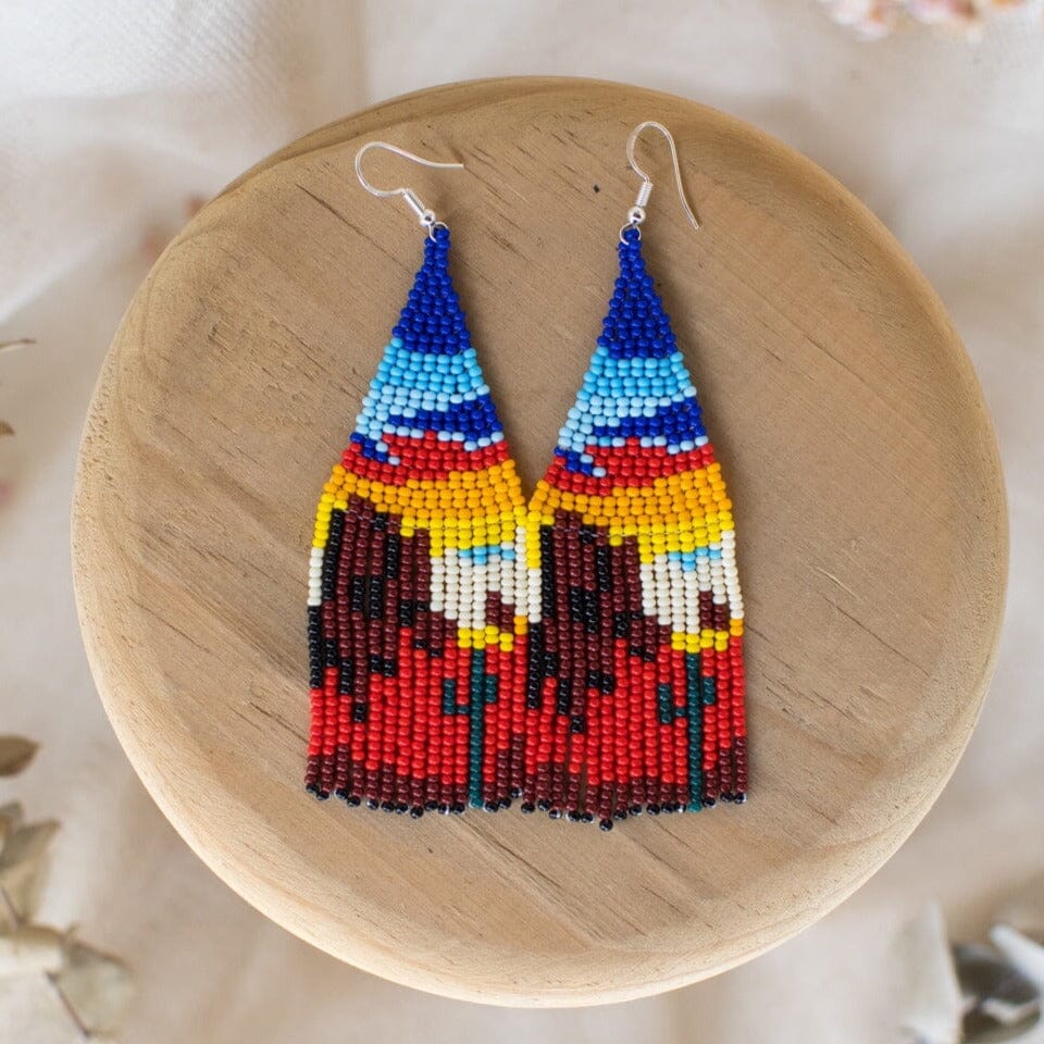 cactus in the sonora desert fringe beaded earrings