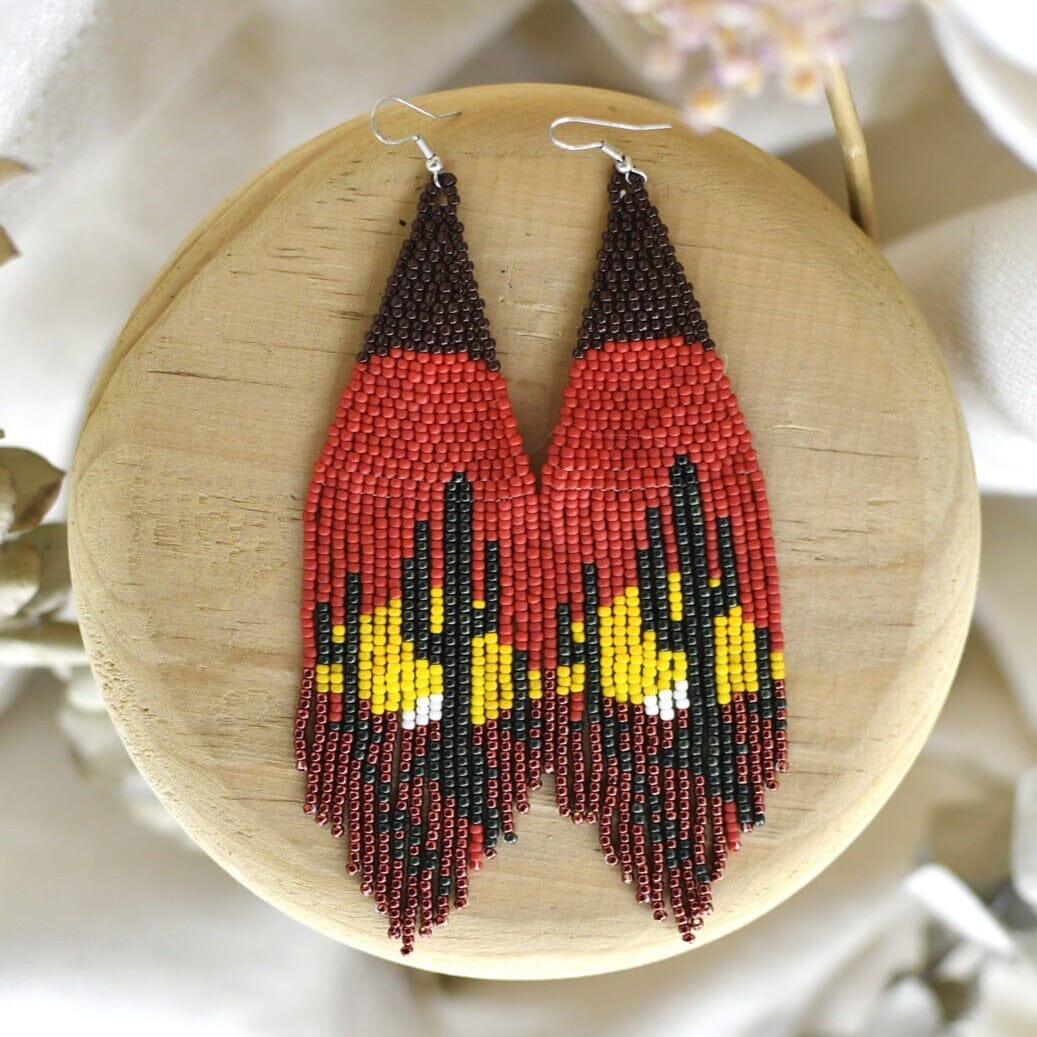 death valley sunset cactus fringe beaded earrings
