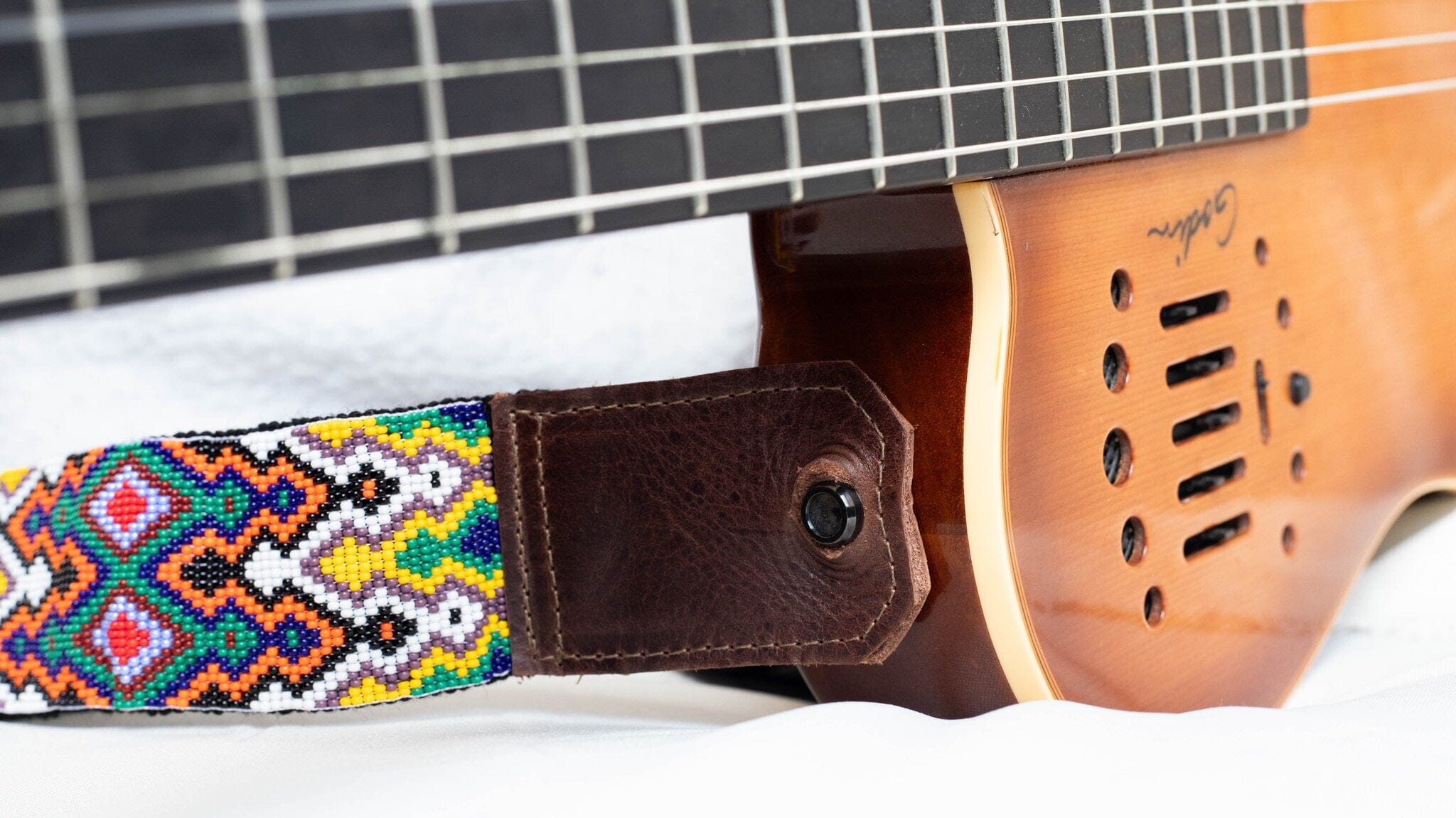 Far Out Psychedelic Handmade Adjustable Beaded Guitar Strap By Mother Sierra