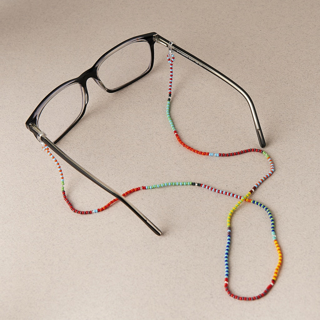 lifesavers yellow red blue orange teal beaded glasses chain jewelry