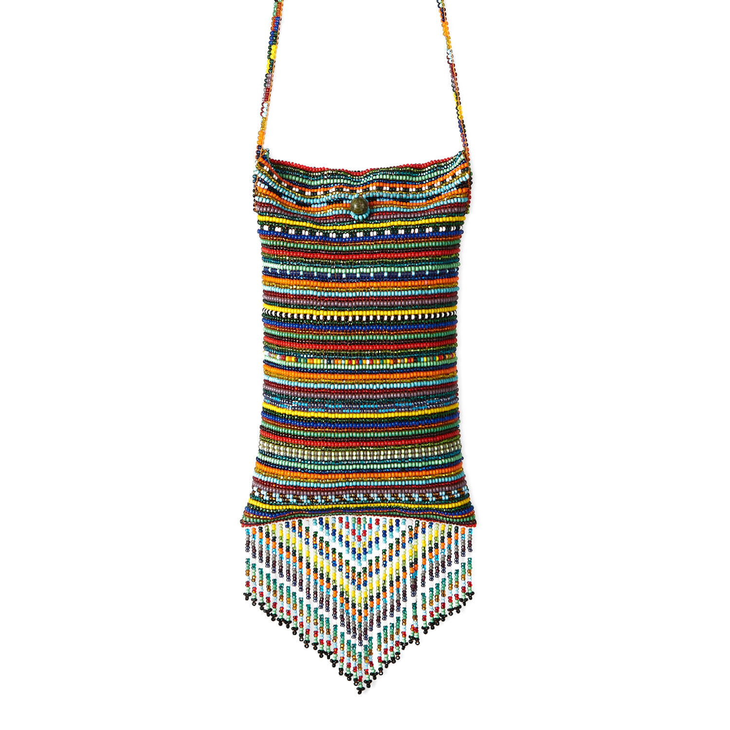 madagascar red orange yellow green blue beaded purse bag satchel fringe native american jewelry