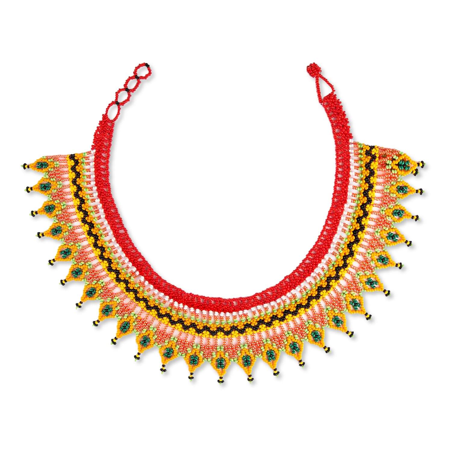 red yellow white black green makeda queen of sheba choker beaded necklace tribal native american jewelry