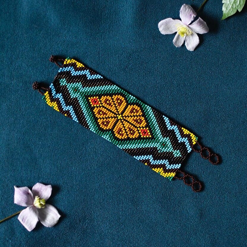 Floral Marietta A Handmade Beaded Bracelet Cuff