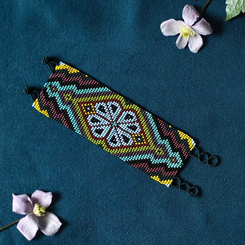 Floral Paloma Handmade Beaded Bracelet Cuff