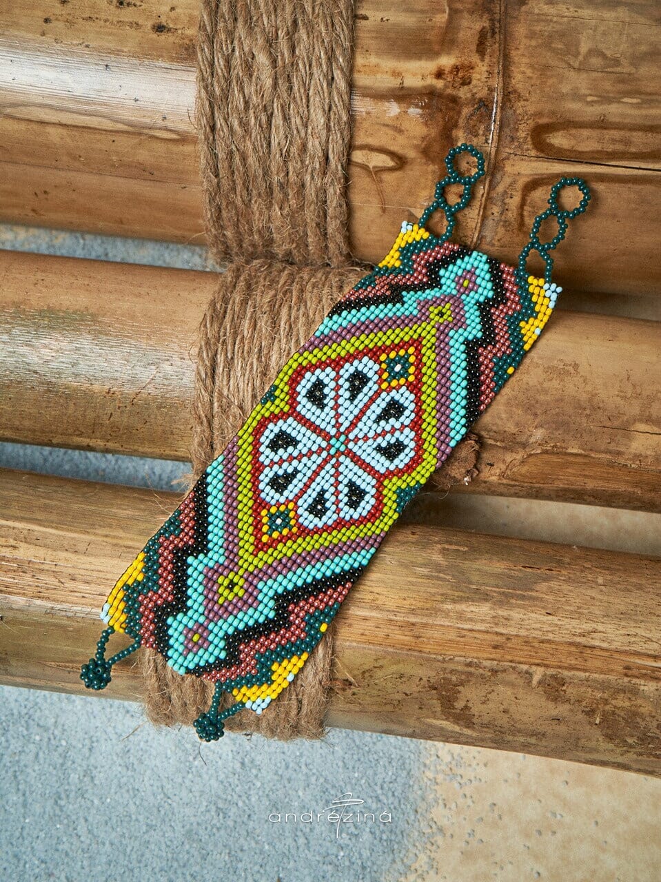 Floral Paloma an Elegant Handmade Beaded Bracelet Cuff by Mother Sierra