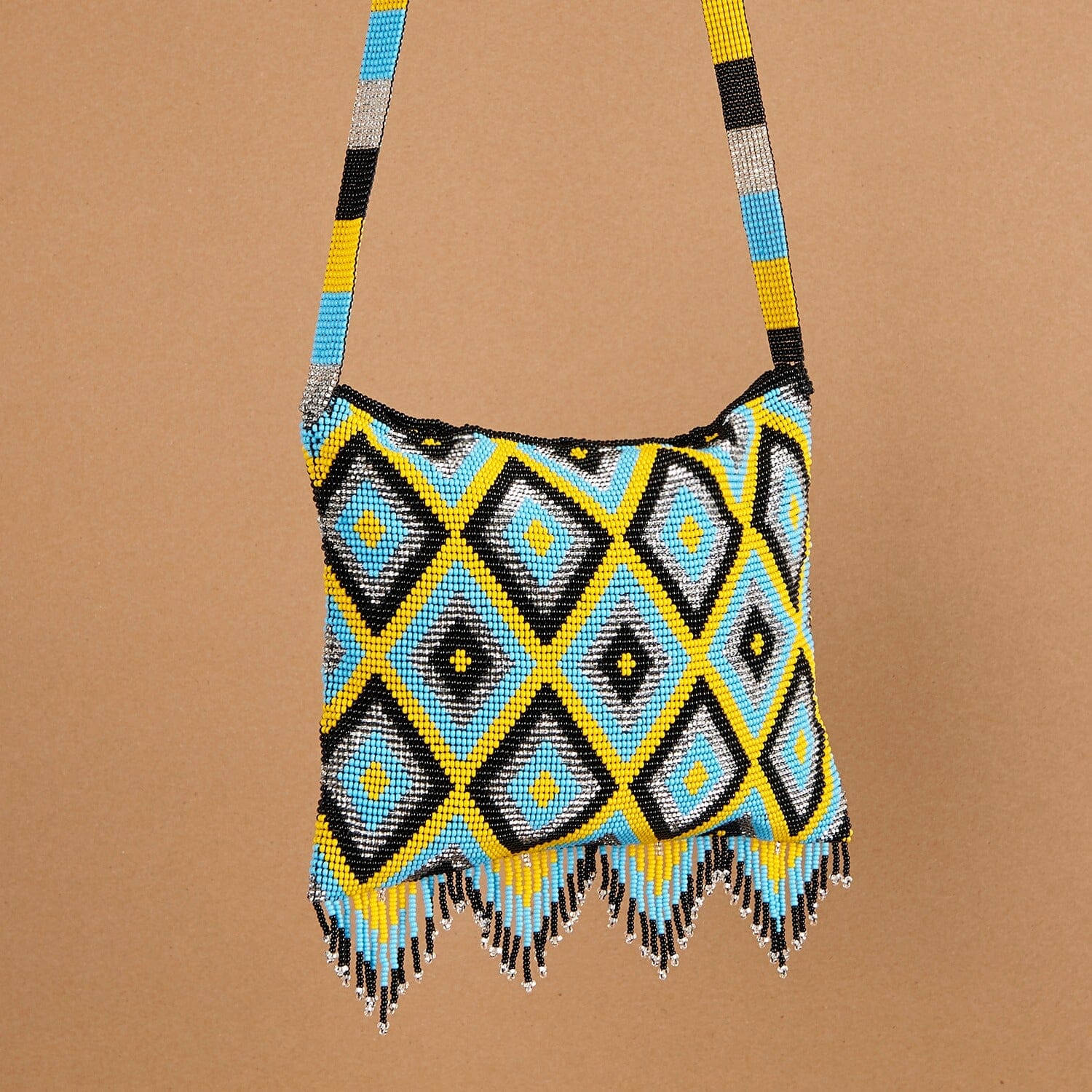 black silver blue yellow paparazzi beaded purse bag fringe