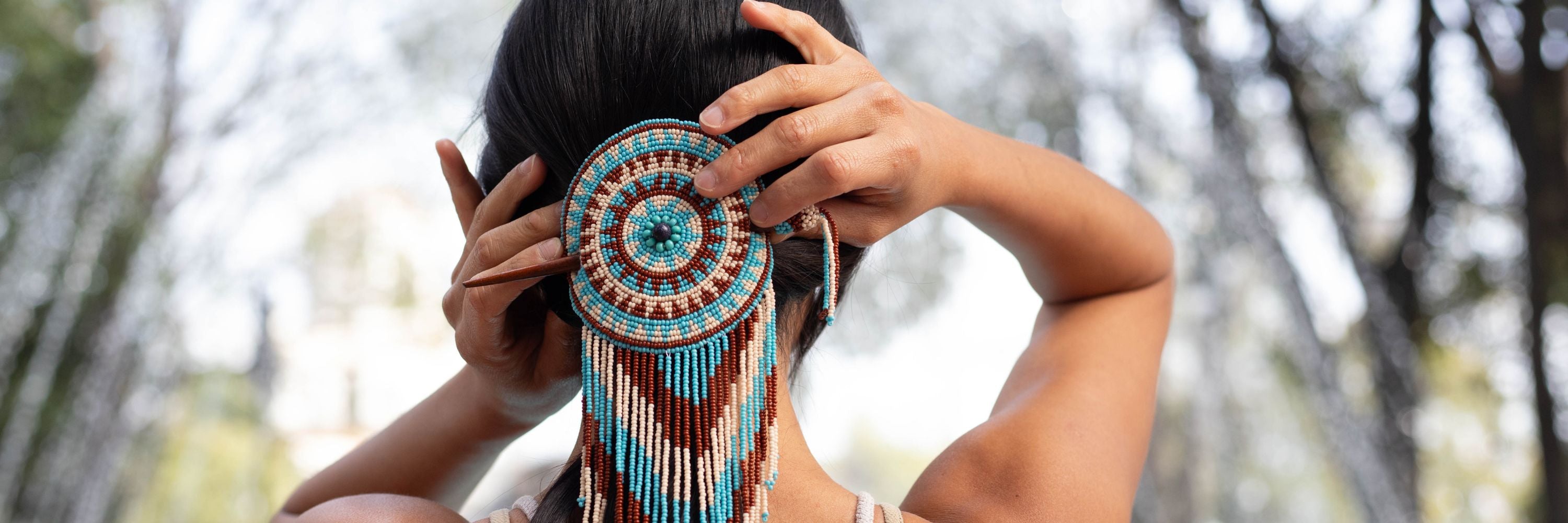 Mother Sierra beaded hair jewelry - Stylish handmade beadwork hair pieces