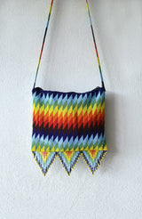 forbidden rainbow abstract beaded purse bag fringe