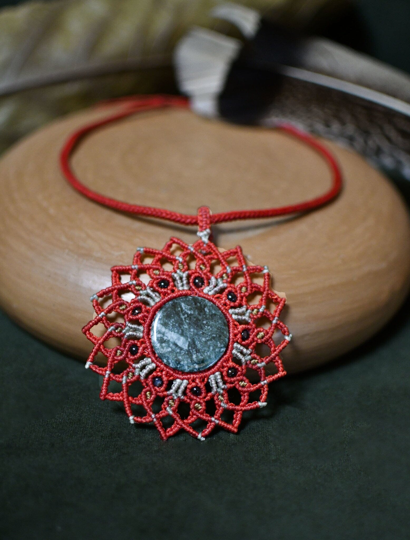 Infinity Red Macrame Necklace bracelet Mother Sierra 