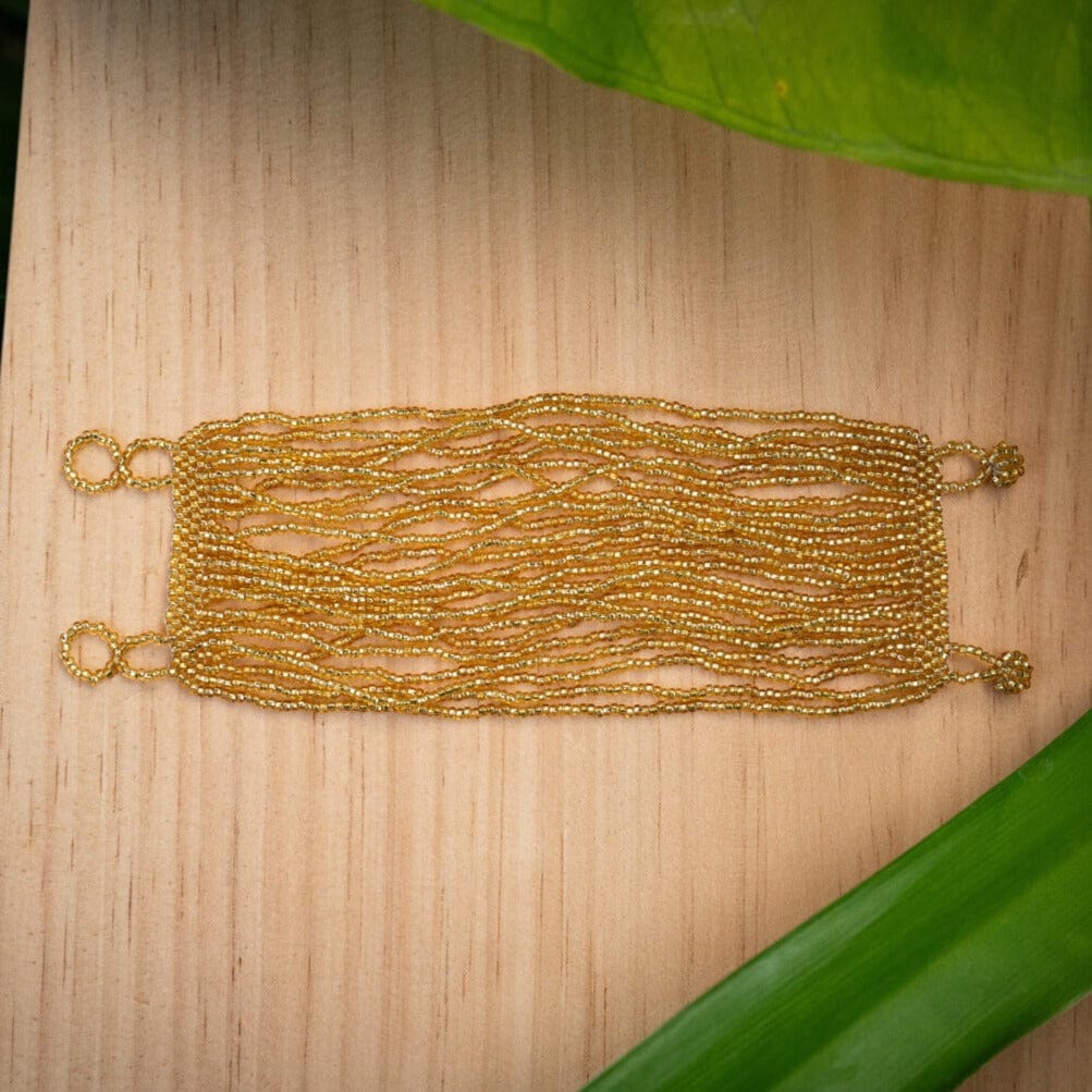 Majestic Honey beaded multi-strand bracelet cuff gold native american jewelry Mother Sierra 