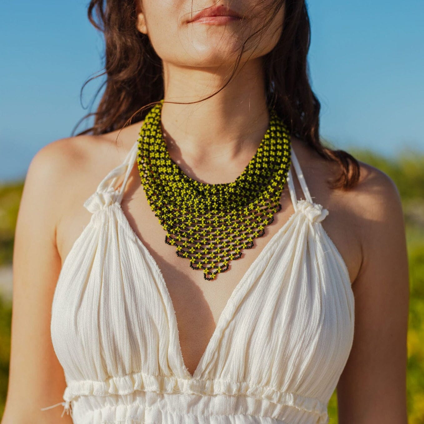 Artistically made beaded necklace - Seaweed Necklaces Mother Sierra 