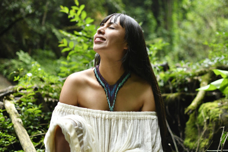 Aquamarine By Mother Sierra - Beaded Jewelry - Native American Jewelry - Huichol Jewelry