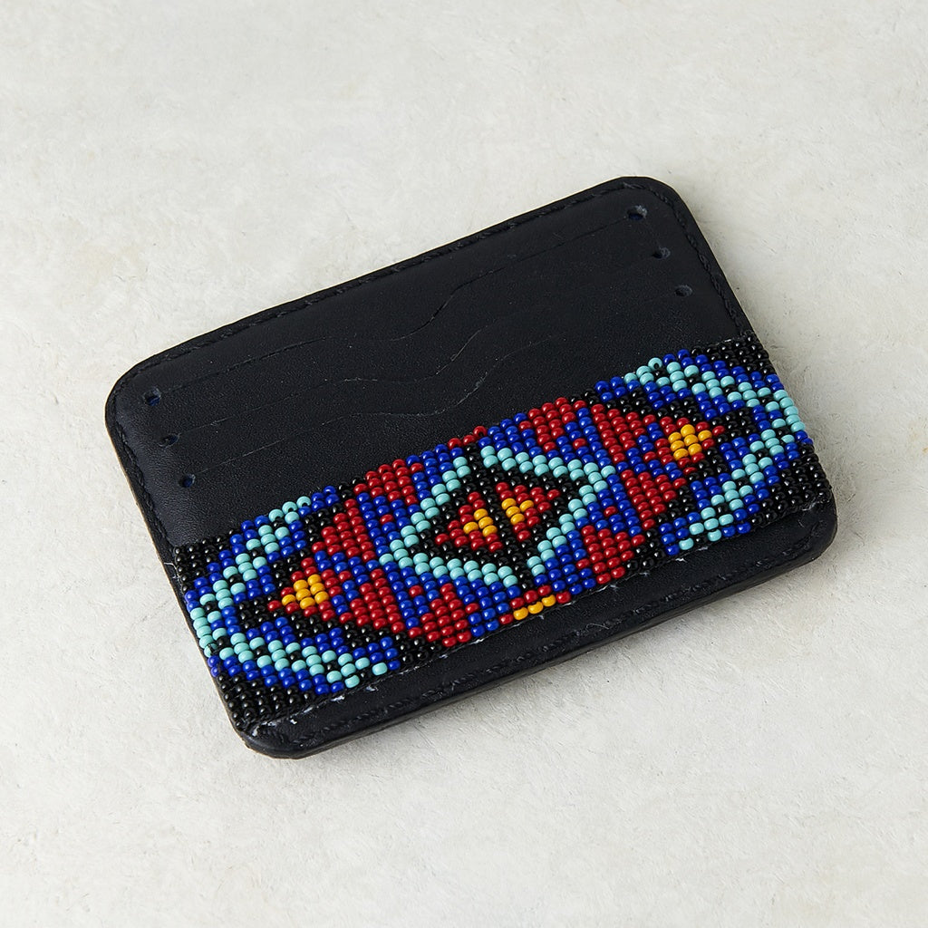 sunset silhouette black blue red orange beaded credit card wallet leather accessory