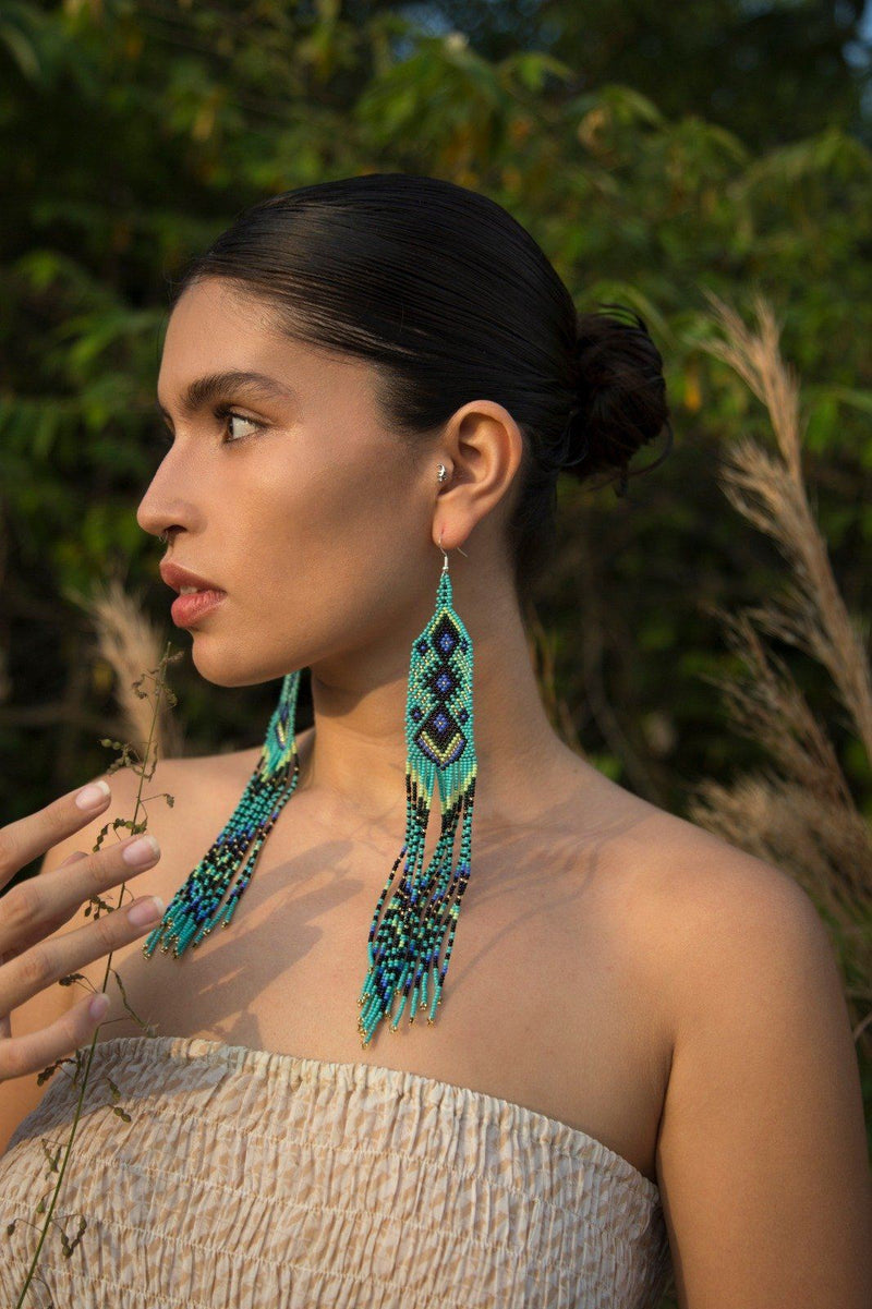 Blue Prism By Mother Sierra - Beaded Jewelry - Native American Jewelry - Huichol Jewelry