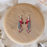 pink red gray bogie galah bird earrings