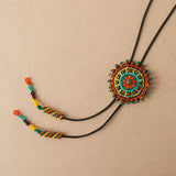 cattle kai beaded bolo tie orange teal yellow teal necktie necklace native american jewelry