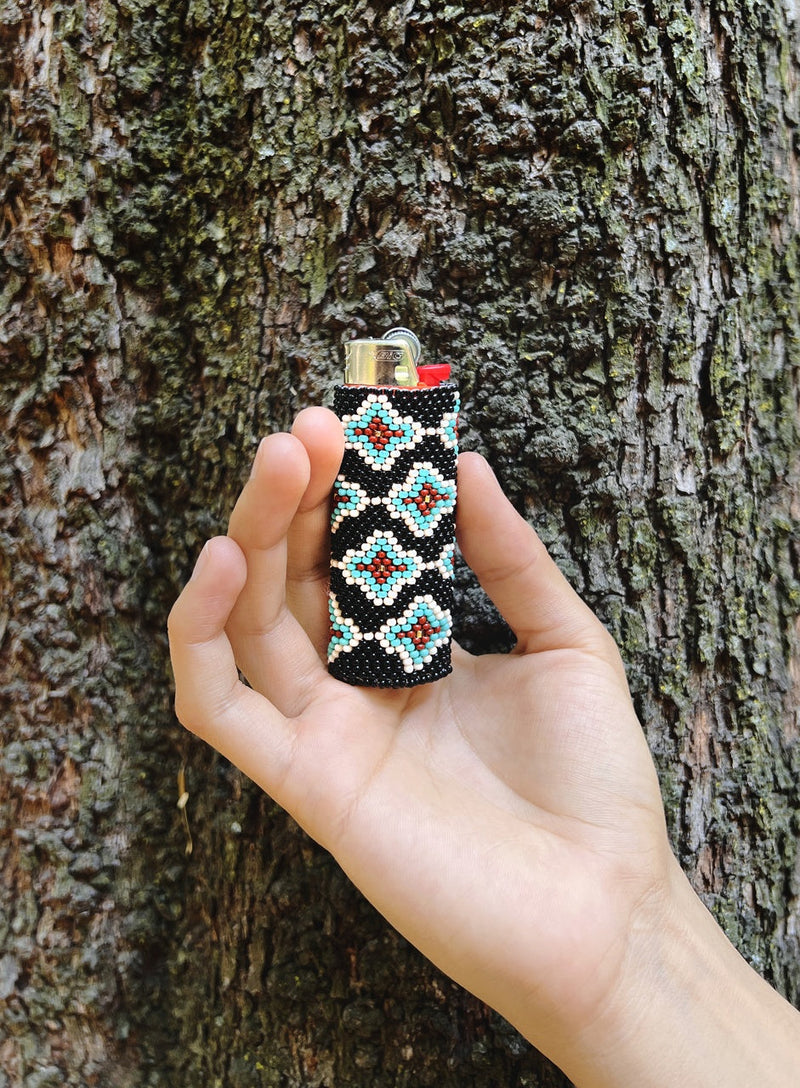 chocolate mint black brown teal white beaded lighter case sleeve accessory