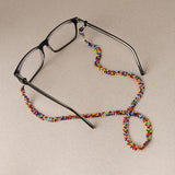 confetti yellow red blue teal green beaded glasses chain jewelry