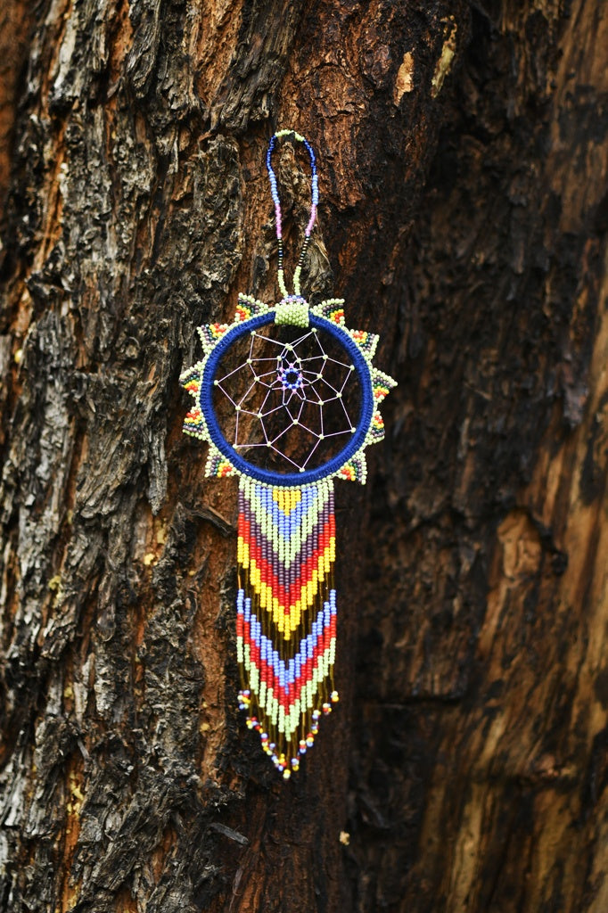 fairy dust dream catcher green red yellow blue beaded accessory decor native american jewelry
