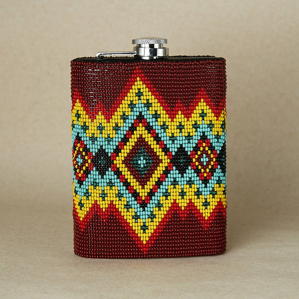 Fireball flask By Mother Sierra - Beaded Jewelry - Native American Jewelry - Huichol Jewelry