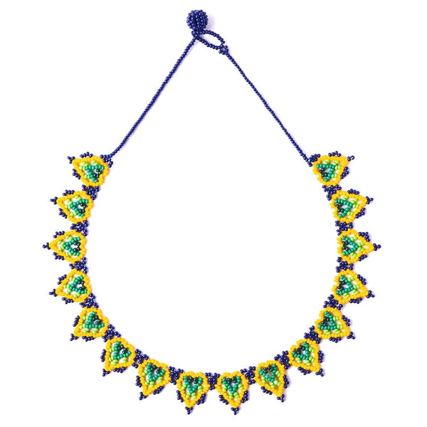 gooseberries blue green yellow beaded necklace native american jewelry