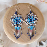 Guanábana light blue eggshell white beaded earrings