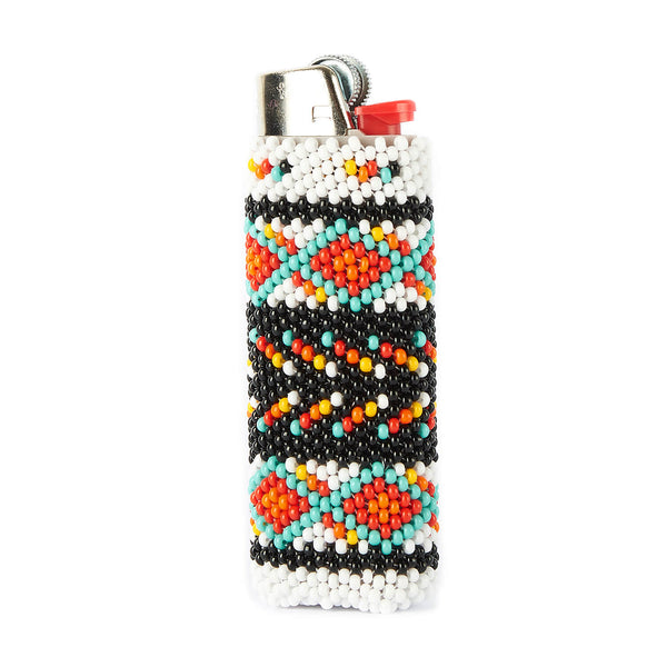 gumdrops white orange red yellow black teal beaded lighter case sleeve jewelry close up accessory