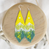 bright yellow white green ha giang fringe beaded earrings