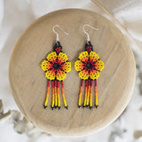 yellow blossom beaded earrings