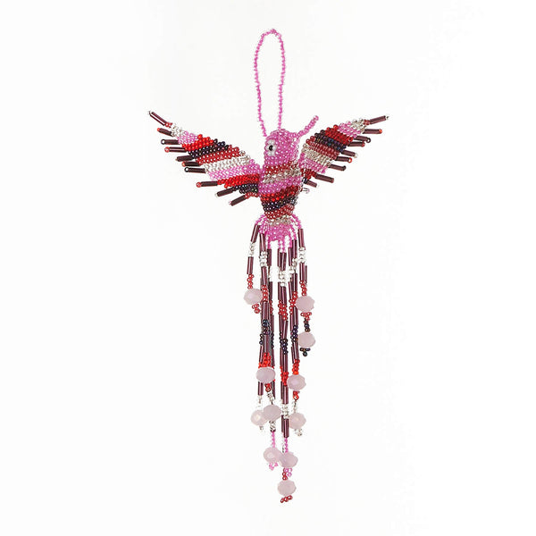 morning hummingbird pink white red beaded animal figurine ornament decor accessory