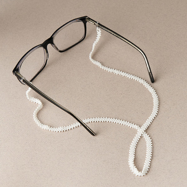 Pearly Whites Glasses Chain By Mother Sierra - Beaded Jewelry - Native American Jewelry - Huichol Jewelry