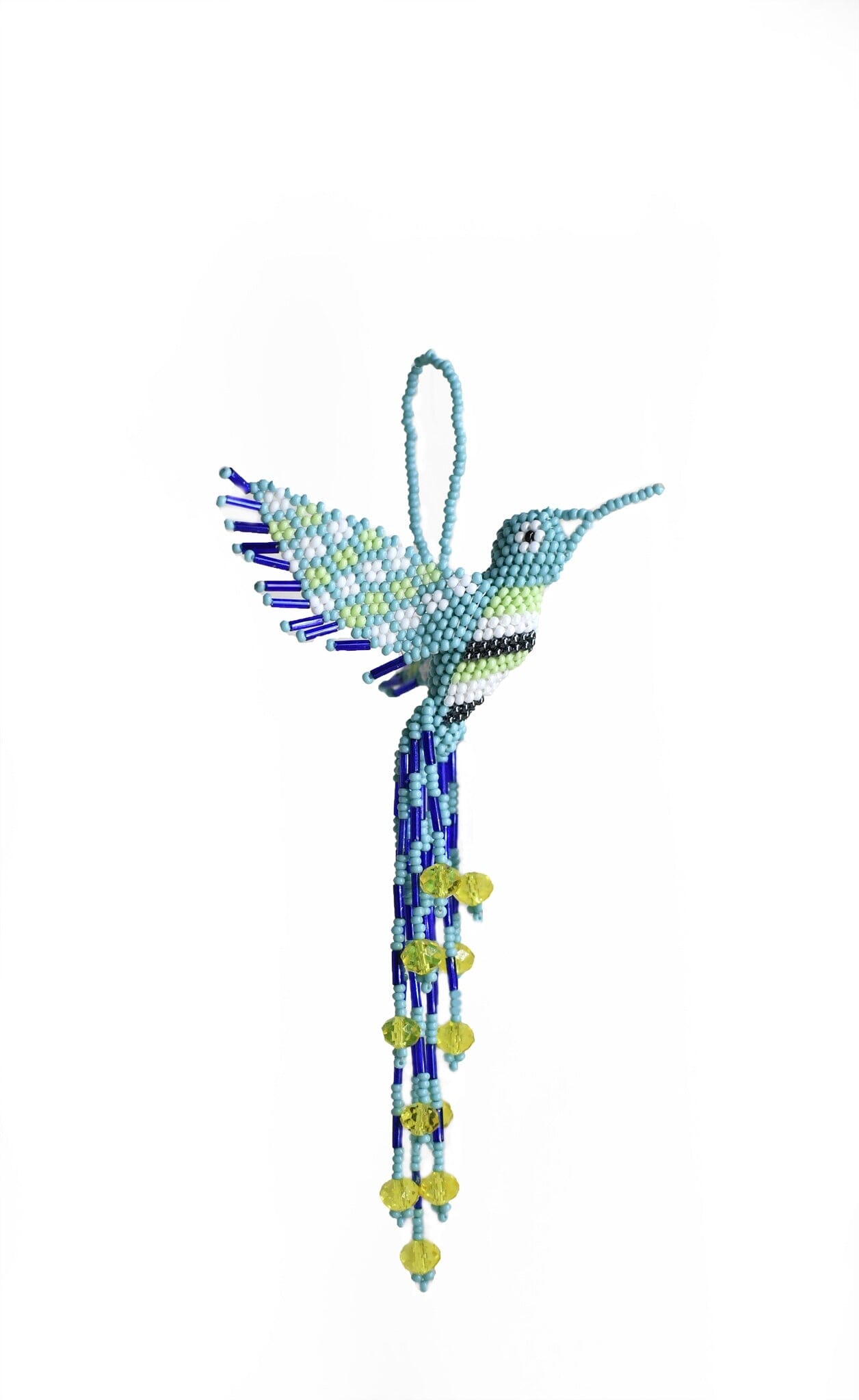 pippy hummingbird light blue white green beaded animal figurine ornament accessory