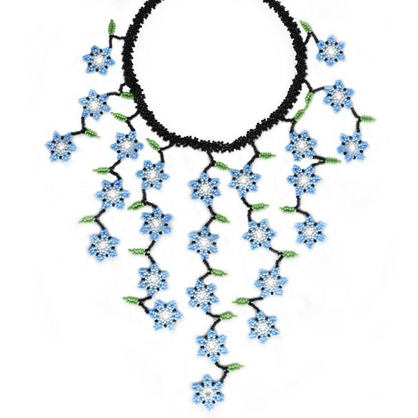 light blue beaded florecitas necklace choker floral native american jewelry